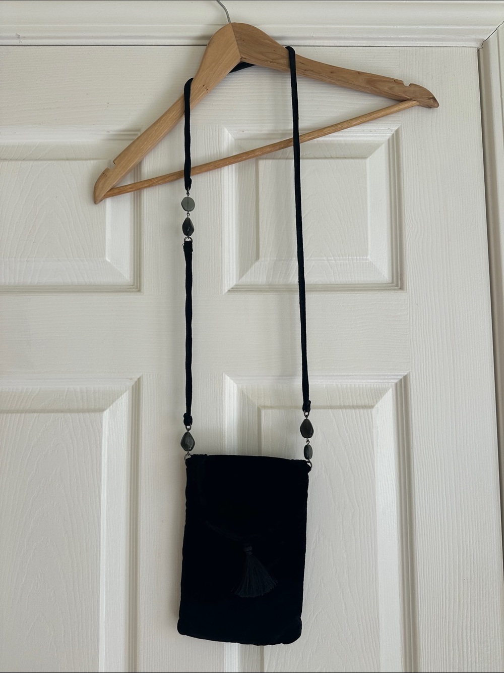 J. Jill Black Velvet Crossbody Pouch with Tassel